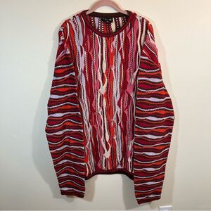 Coogi Red Orange Pink 3D Knit Sweater Biggie Smalls Vintage 3XT Australia